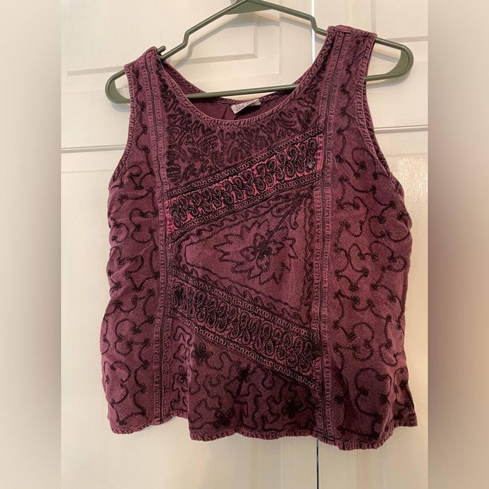 Crop top medium beaded hippie style with tie back.